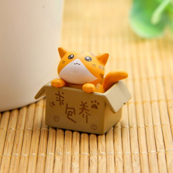 Miniatyr Lucky Cat DIY-figurer, Mini Cat Ornament, Mini Cute Ca yellow one size