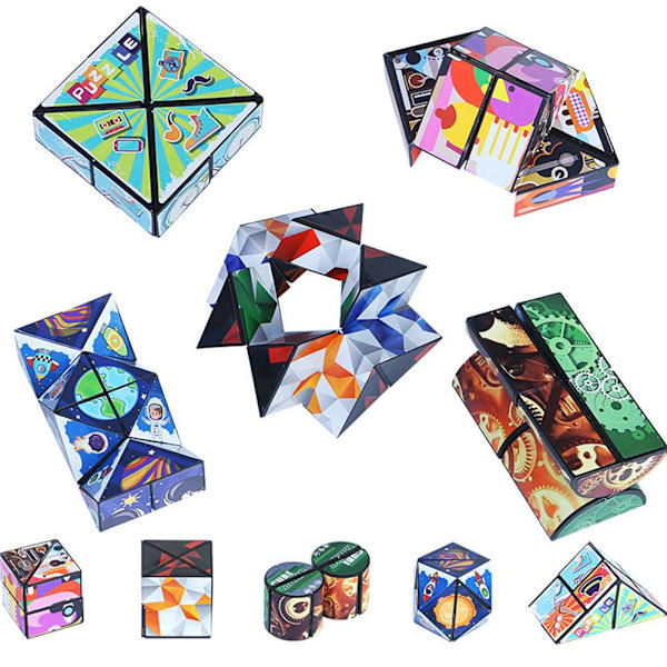 3D-Formförändrande Låda Anti-stress Hand Flip Magisk Kub Pussel Leksaker Gåva UKKs3d Geometry One size