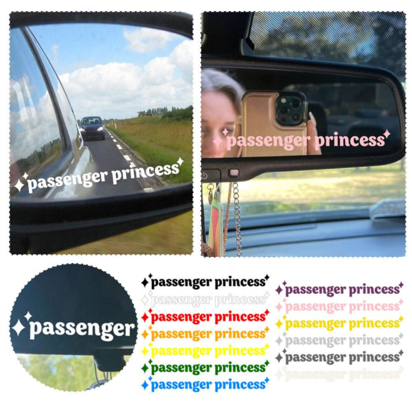 2 st Passagerprinsessa Bilstickers, Passagerprinsessa Bilspegel Black 10CM*2CM 2pcs