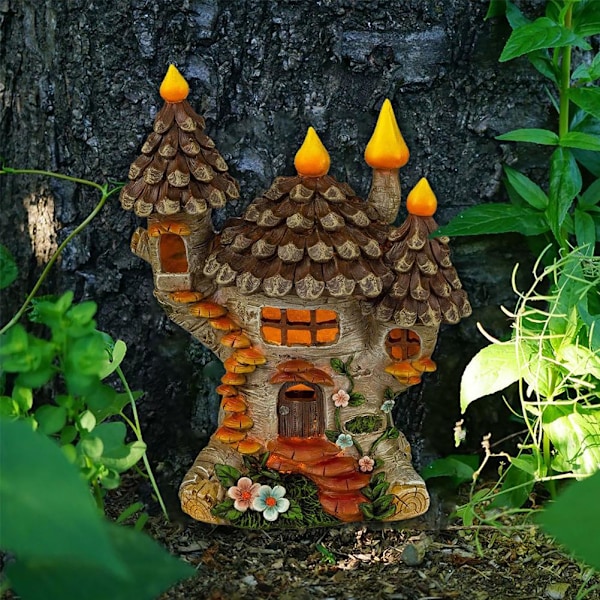 Prndkhn Fairy Garden House, Konstgjorda Trästatyer Fairy Garden 3 1pcs
