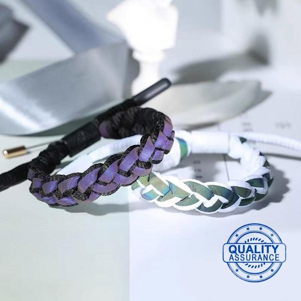 Flätat pararmband reflekterande färgskiftande armband för män kvinnor födelsedagspresent S4 Black One size