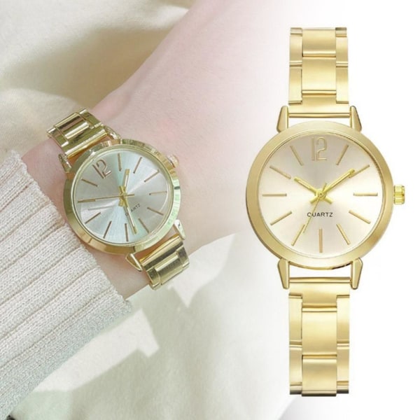 Quartz Armbandsur Vattentät Round Dial Retro Armband Watch L Rose Gold Color One size