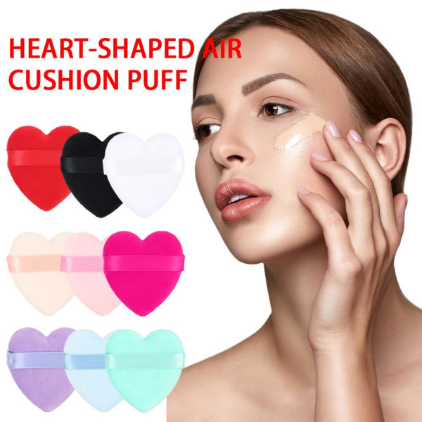 Powder Puff Face Makeup Tool Sponge Velvet Dry med hjärtformad black one size