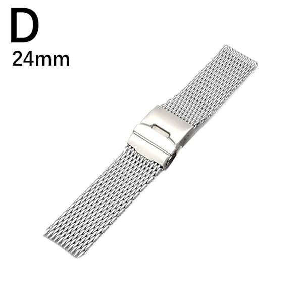 DQXY 18/20/22/24mm rostfritt stål mesh klockarmband metall mesh wa silverD 24mm