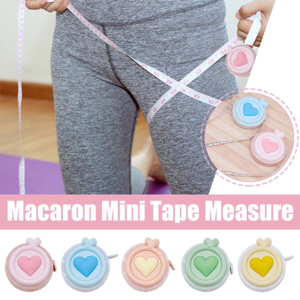 Macaron Mini måttband Infällbar söt tecknad mått T green 1pcs