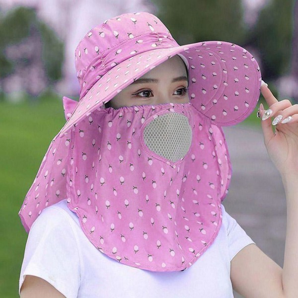 Ansiktsskydd Teplockningshatt Fullt Ansikte Solskydd Hatt Sommar Blue 1pcs