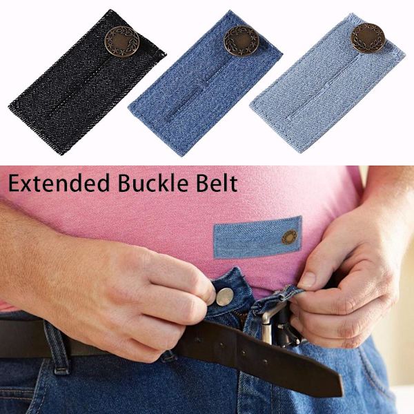 Denim Knappförlängare Spänne Metall Justerbar Snabb~ black One-size