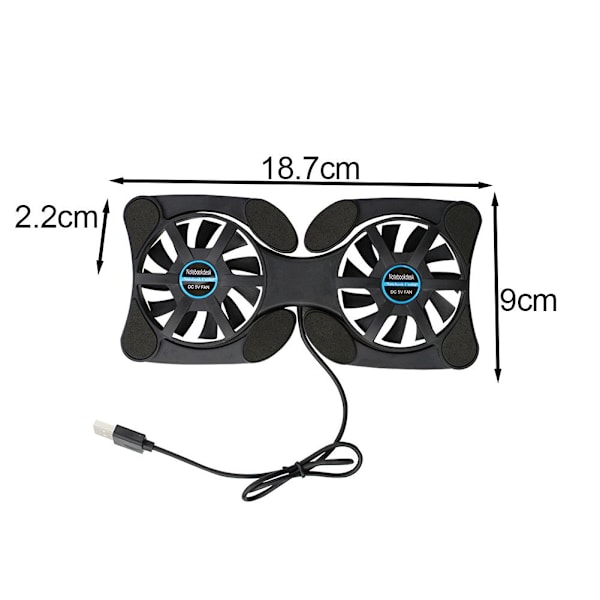 Vikbar Tyst USB-driven 2 Fläktar Kylplatta Slim Cooler Laptop Basstativ