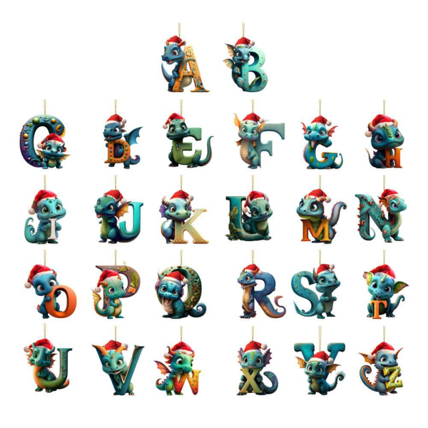 26 bokstäver jul söt drake baby hängande prydnadsträd Nytt A 1pc