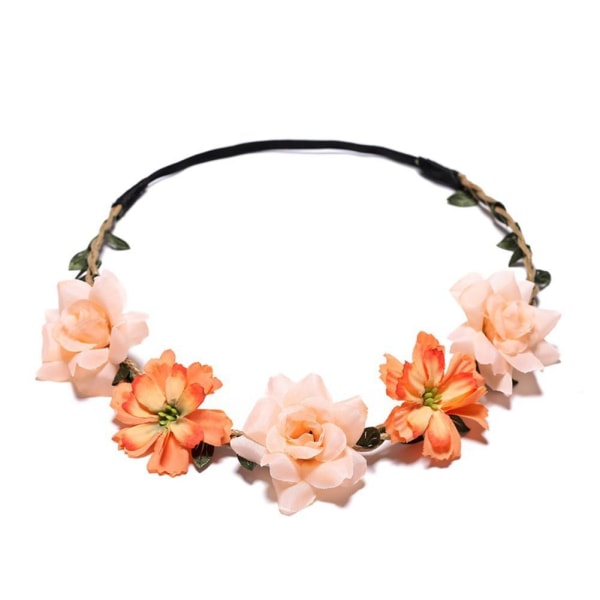 Blomsterdiadem Huvudkrans Hårband Krona Krans Festival Hip white pink One-size