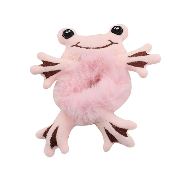 pulunto kvinnor plysch hår slips, söt tecknad djur lurvigt hår Hea Green frog 15*12cm