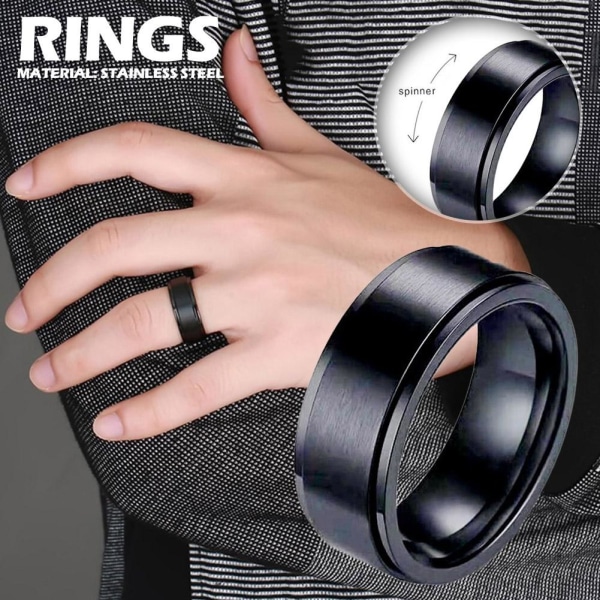 Anti-ångest Spinner Fidgets Roterande Ringar Unisex svart rost Black1 11