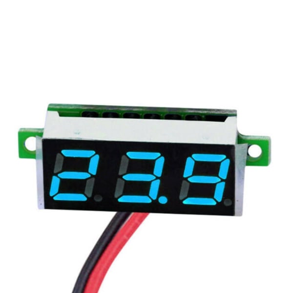 Spänningsdisplay DC-mätare 3-Digital Mini Voltmeter Ledningar LED 0-30 red One-size