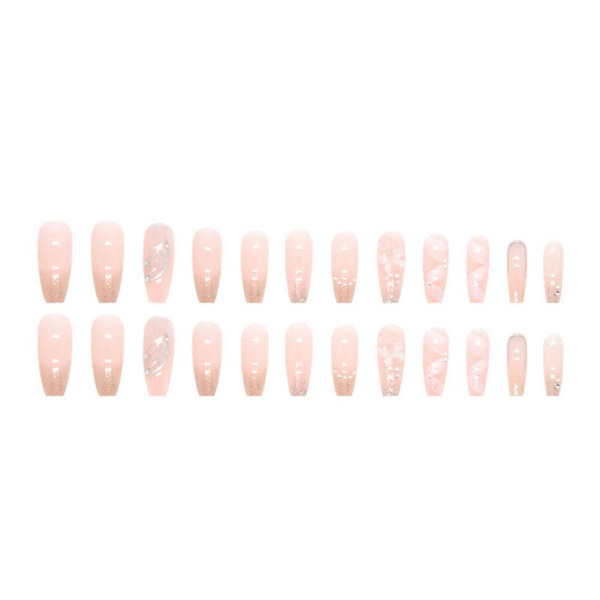 24 st falska naglar set med lim långa naglar skönhet DIY nagelkonst Ar 1 one-size