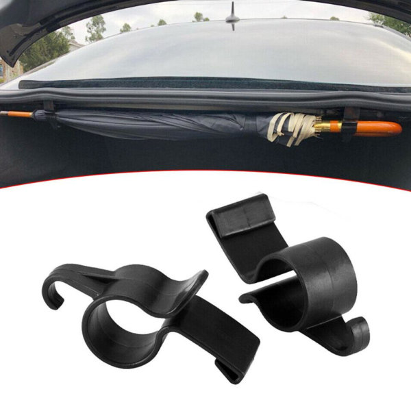 1/2x Universal Car Trunk Paraply Krok Hållare Hängare Clip Fäst BlackB 2pcs