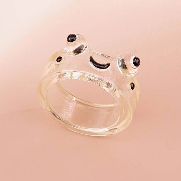 Transparent Groda Ring Söt Groda Ring Par Ring Tillbehör Gif Transparent One size