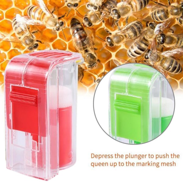 Rearing Queen Bee Marking Catcher Plast Handed Marker Flaska P Transparent +red 1pcs