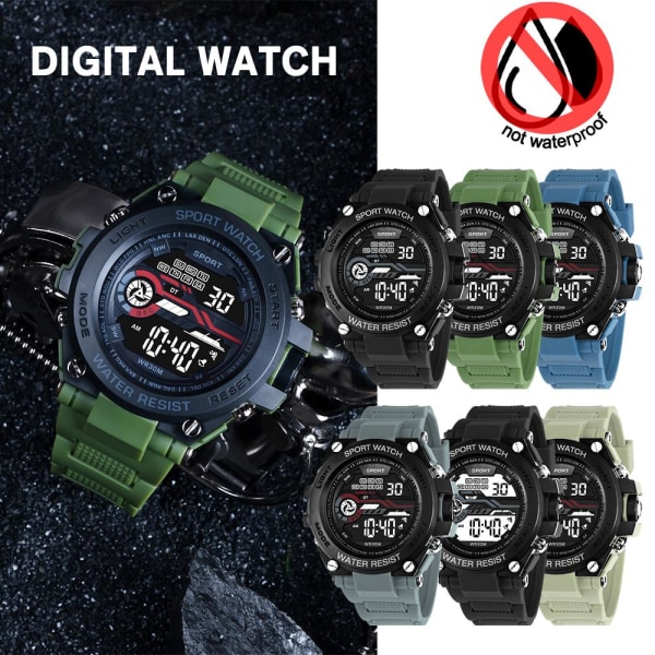 Mode Digital Watch Elektronisk Display Watch Rund Klocka Black One size