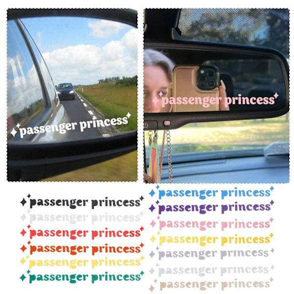 2 st Passagerprinsessa Bilstickers, Passagerprinsessa Bilspegel White 10CM*2CM 2pcs