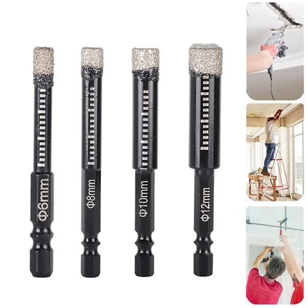 6-16mm Granit För Porslinsplattor Torr Konisk Sexkantig W3G3 blackE 4pcs