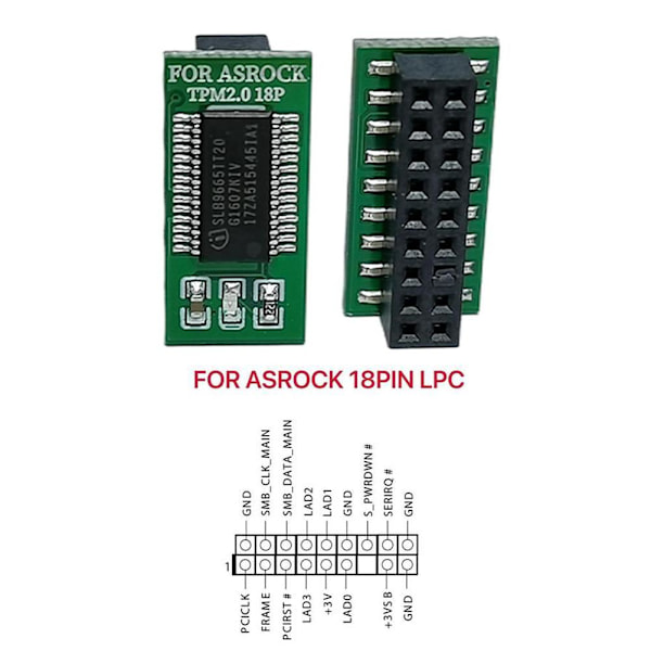TPM 2.0 Krypteringssäkerhetsmodul Fjärrkort Windows 11 Uppgraderingsmod Ny T3 For Asrock 18Pin LPC One-size