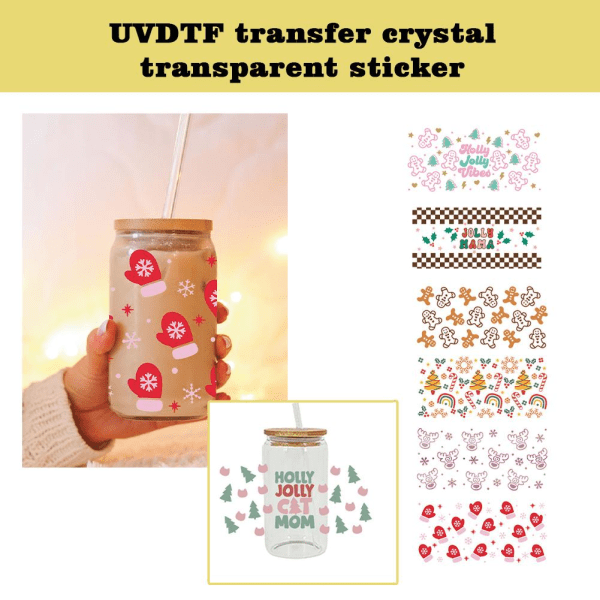 UVDTF Transfer Crystal Christmas Transparent klistermärke A 1pc