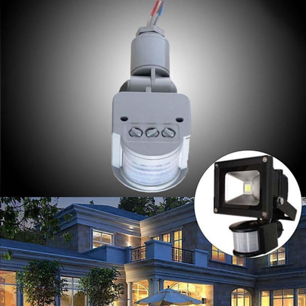 PIR Rörelsesensor Brytare Säkerhet Infraröd installera Lätt I8T4 180 black 85 to 265V