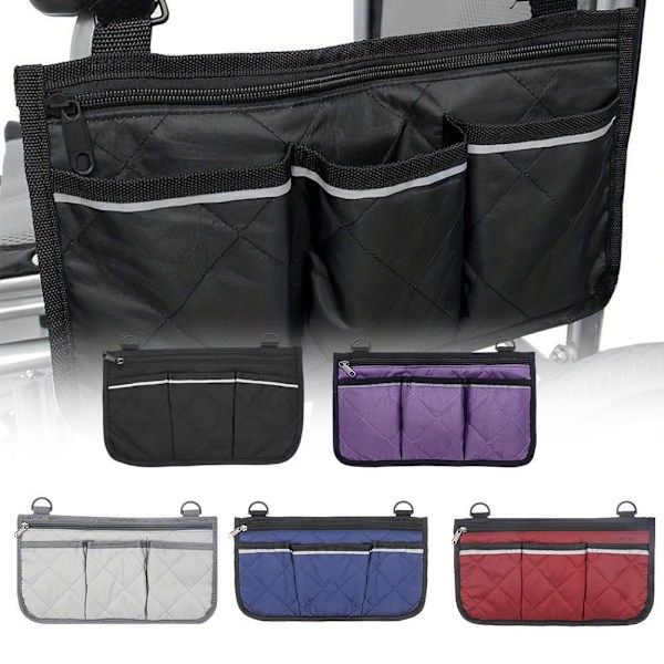 Rullstol Sidoväska Portabel Armstödsficka Organizer Hängande Väska Stor Förvaringskapacitet L8d8 Purple One size