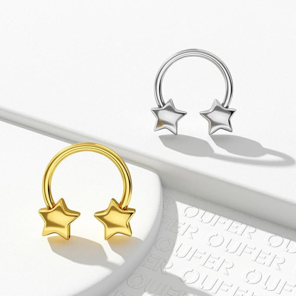 Star Horseshoe Nose Rings Septum Smycken Helix Tragus Daith Conc Silver Star