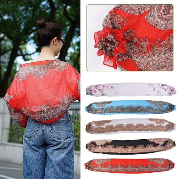 Solskyddssjal UV-skyddshylsa Chiffon Solskydd white one-size