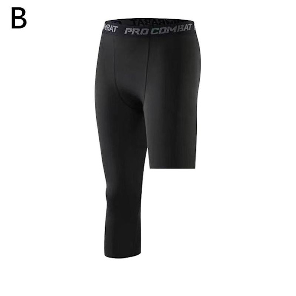 Kompressionsbasketbolltights för män, enbent, kompressionsbyxor, beskurna leggings, sommar GYM-byxor, löparbyxor, träningsbyxor black-right S