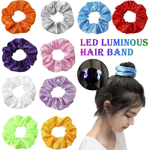 LED-hårband lyser i mörkret mjuka sammets elastiska scrunchies Ch Purple One-size