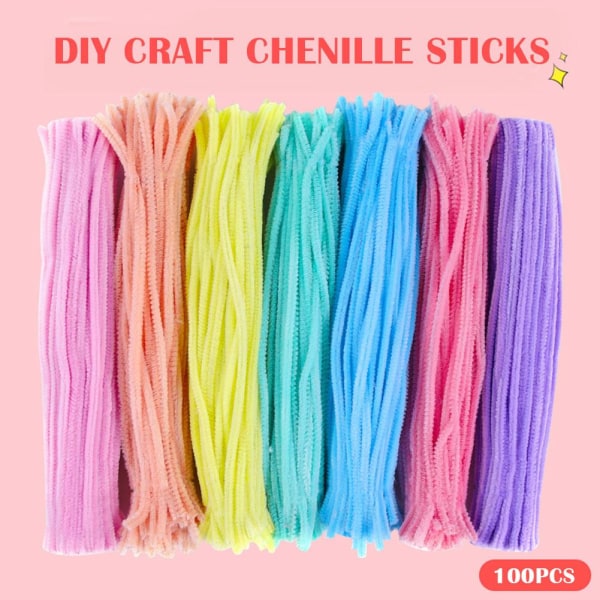 100ST Rörrengöringsstav DIY Craft Chenille Sticks Chenille stjälkar light purple 100pcs