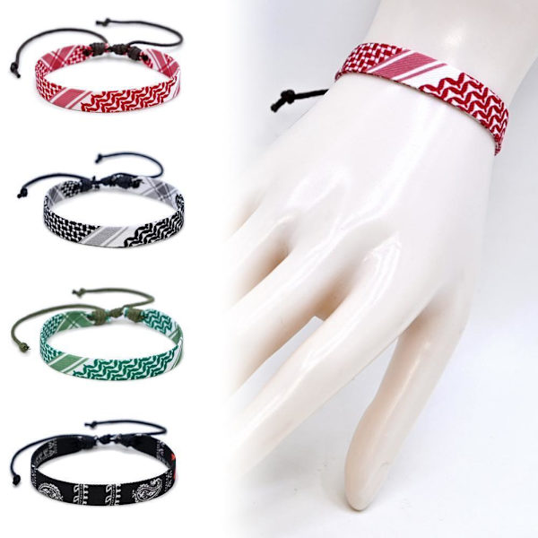 Vävt armband för kvinnor män handgjorda etniska armband❀ Prickigt band I3U7 red 18-26cm