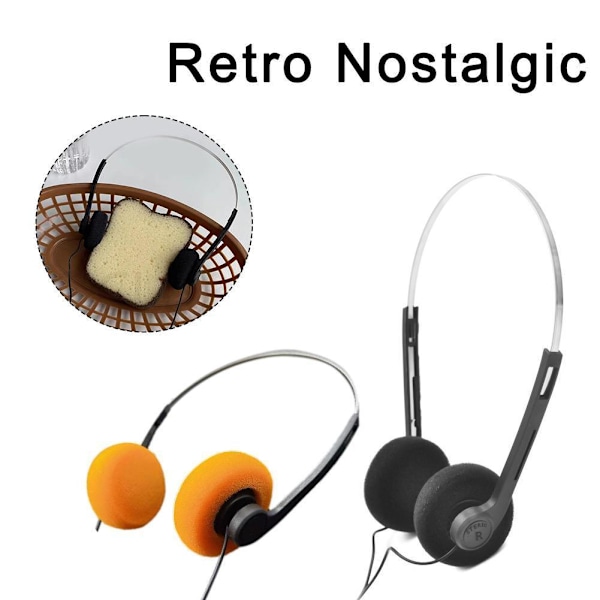 Retro Lätta Hörlurar, Hi-Fi Stereo Hörlursheadset, Retro black one-size