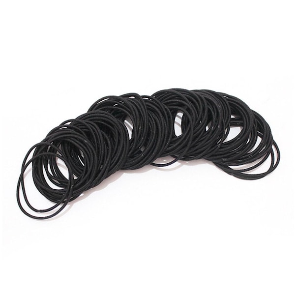 Enkel liten cirkelhårrep ung flicka hög elastisk läderhå black one-size
