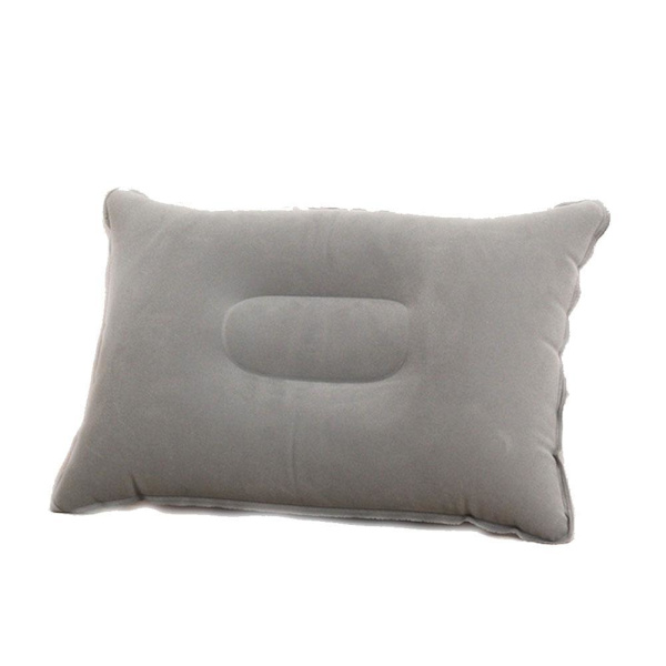 Uppblåsbar PVC och Nylon Kudde Mjuk Blås upp Sov Camping Kudde Ny~ gray One-size