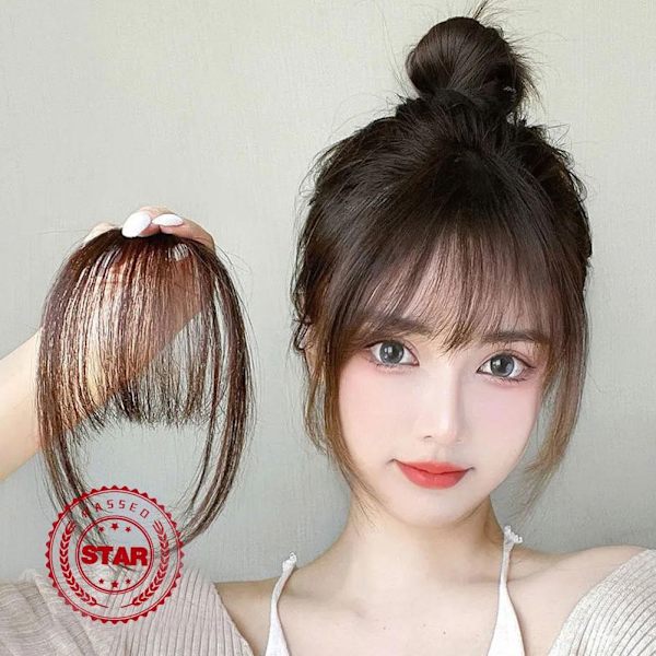 Koreansk 3D Air Bangs Clip Peruk Falska Bangs Osynlig Spårlös Peruk Bit Panna Förlängningsverktyg O3X6 light brown Without sideburns
