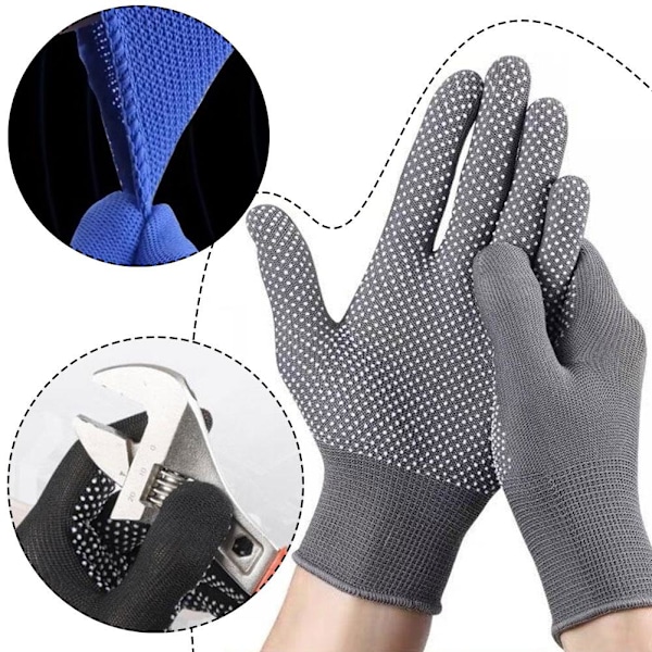 Nylon PU-belagda Grepparbetshandskar Säkerhetshandskar Byggare Trädgård Tunna A Black 1 Pair