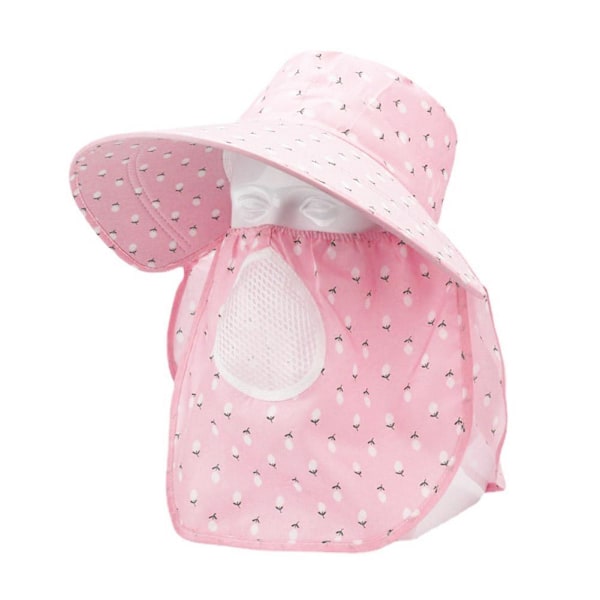 Ansiktsskydd Teplockningshatt Fullt Ansikte Solskydd Hatt Sommar PinkA 1pcs