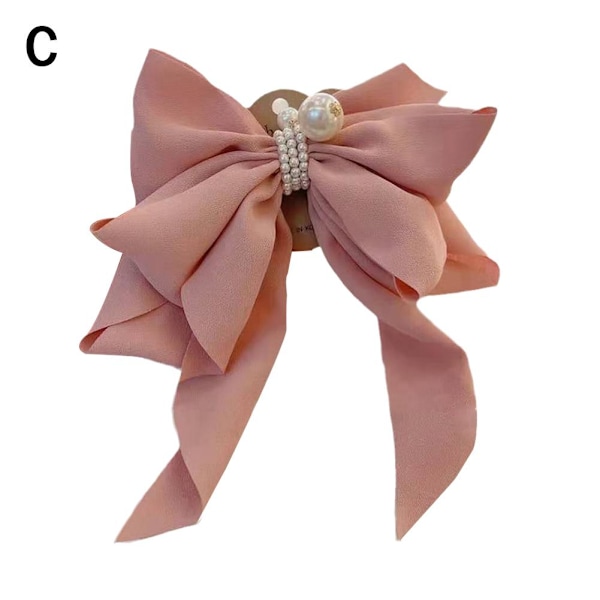 Kvinnor Stora Rosett Hårnål Chiffon Stor Rosett Spännen Band Hai red one size