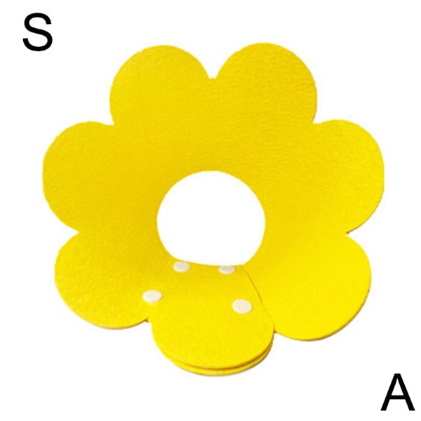 1x Husdjur Hund Katt Blomma Krage Filt Mjuk Kon Anti-Bett Valp E-Co yellow  S