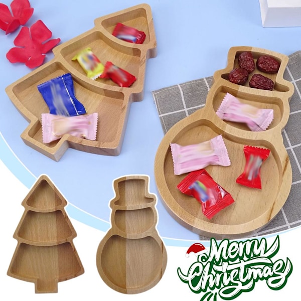 GINTBN Jul Trä Serveringsfat, Julgran Charkbricka snowman 1pcs