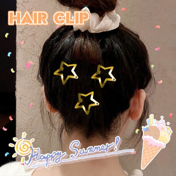 Star Hair Clip Hårnål Söt tjej Metall Femuddig stjärna Versat goldA one size