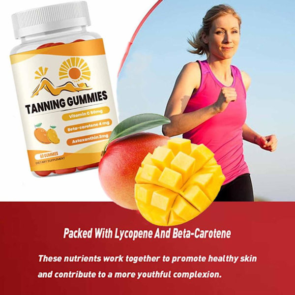 1-3X Bronze Bites Tanning Gummies Mango, 60 Gummies Super Tannin yellowA 60pcs 2pcs