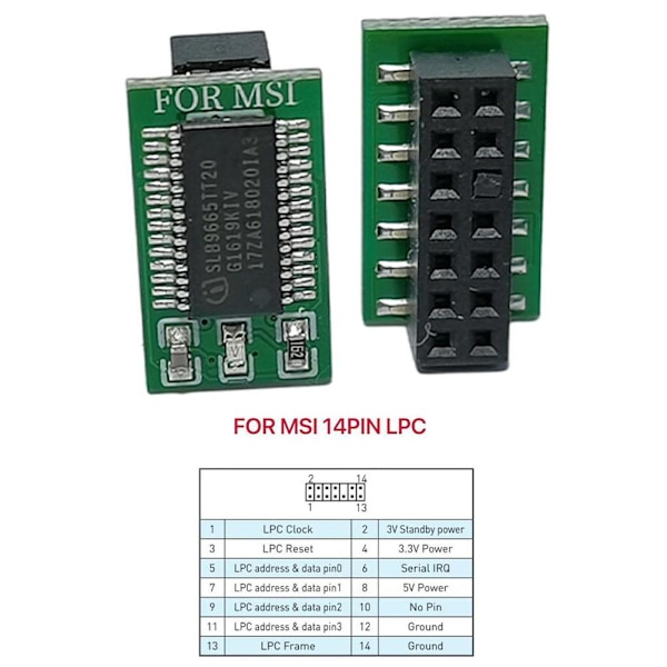 TPM 2.0 Krypteringssäkerhetsmodul Fjärrkort Windows 11 Uppgraderingsmod Ny T3 For MSI 14Pin LPC One-size