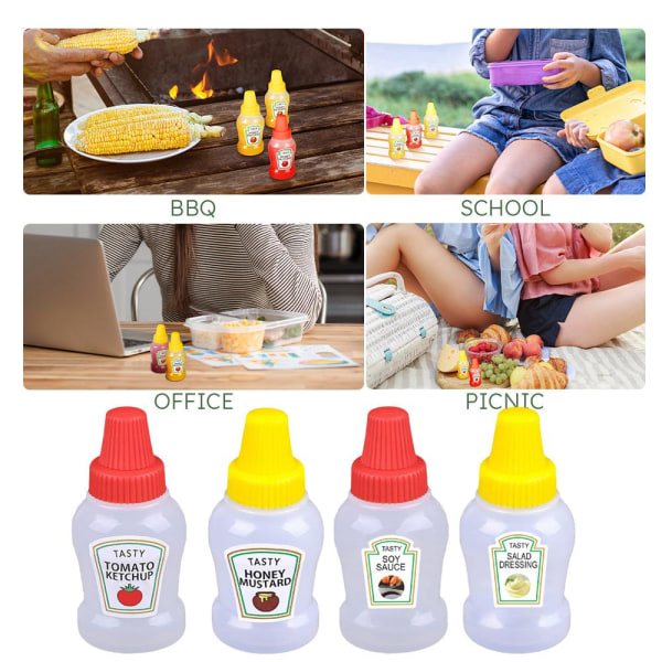 2/4x mini tomatketchup flaska bärbar sås salladsdressing Sq 4pcs 4pcs