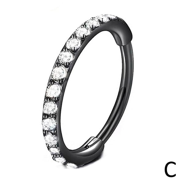 Näsring i rostfritt stål med diamantbesatt kopparring Silvery 1.2*8mm