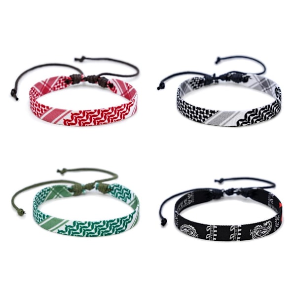 Vävt armband för kvinnor män handgjorda etniska armband❀ Prickigt band I3U7  green 18-26cm