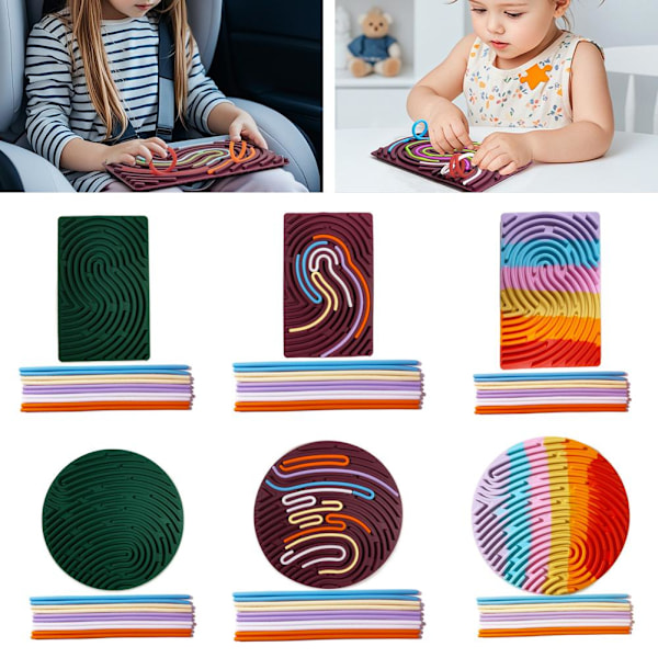 Sensorisk aktivitetsbräda Fidget Leksaker för barn 3+ & Vuxna med Reli round red 1 board+10 sticks